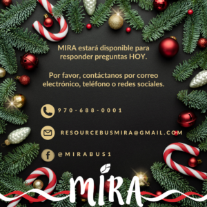 MIRA is OPEN via email, phone, or message.